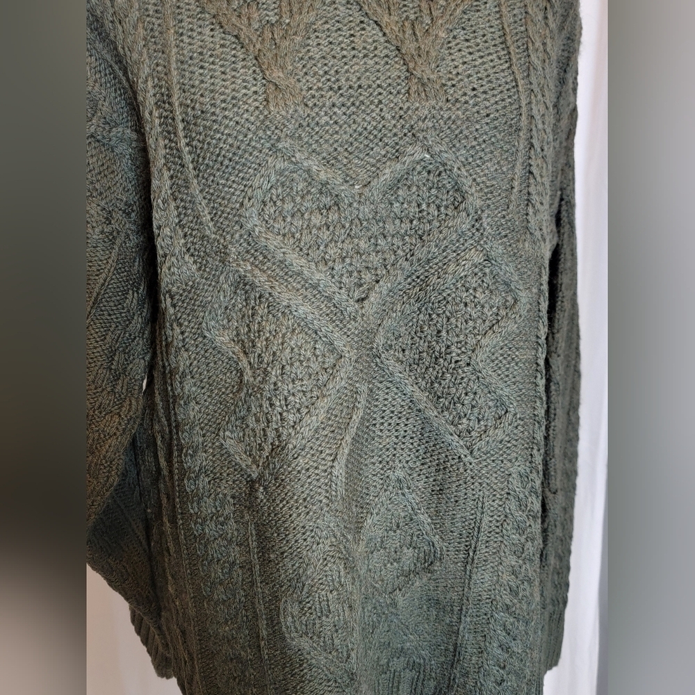 Aran Crafts Women's Green Cable Knit Rolled Neck Sweater - Picture 4 of 6